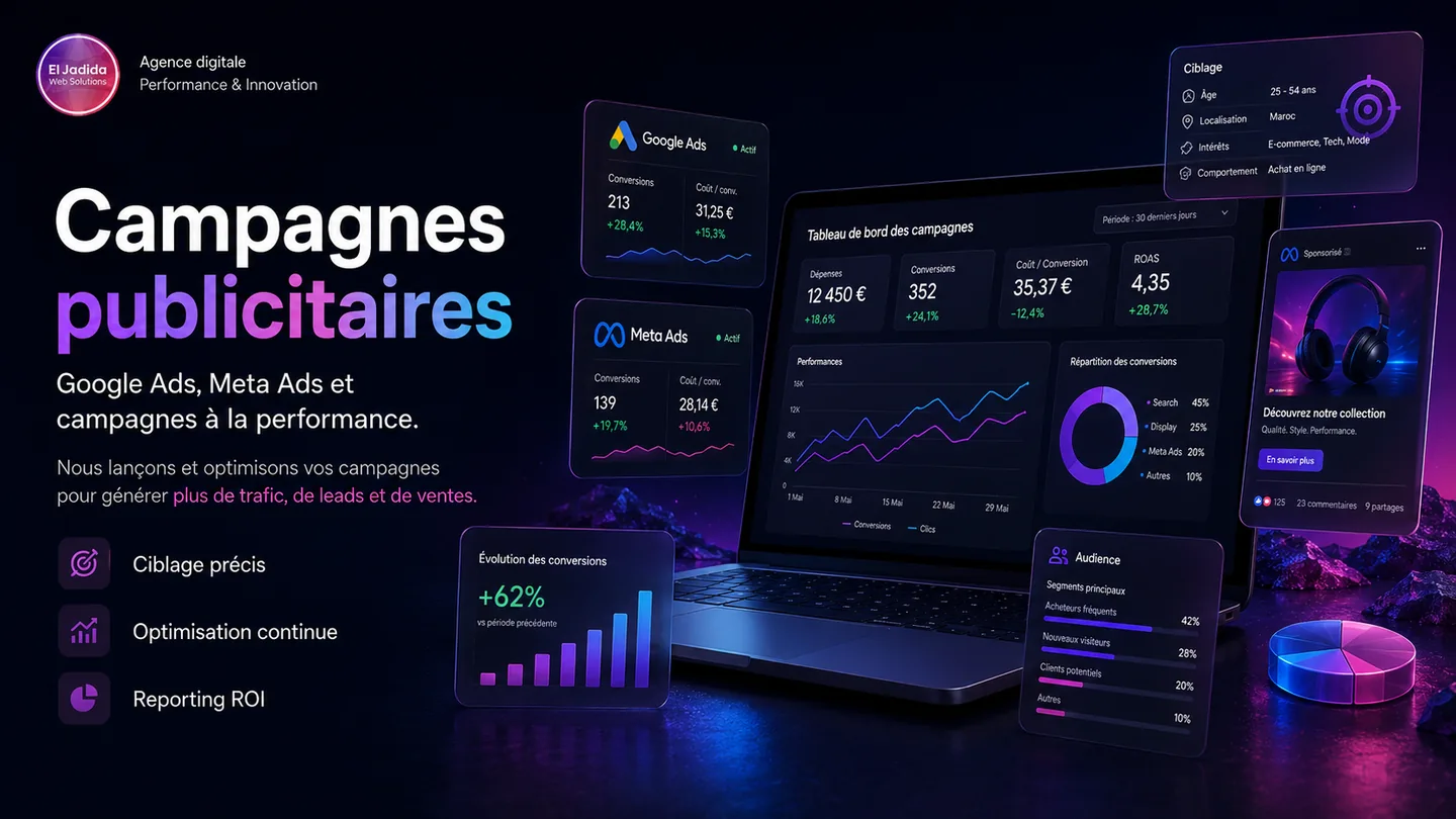 Exemple visuel de campagnes Google Ads et Meta Ads