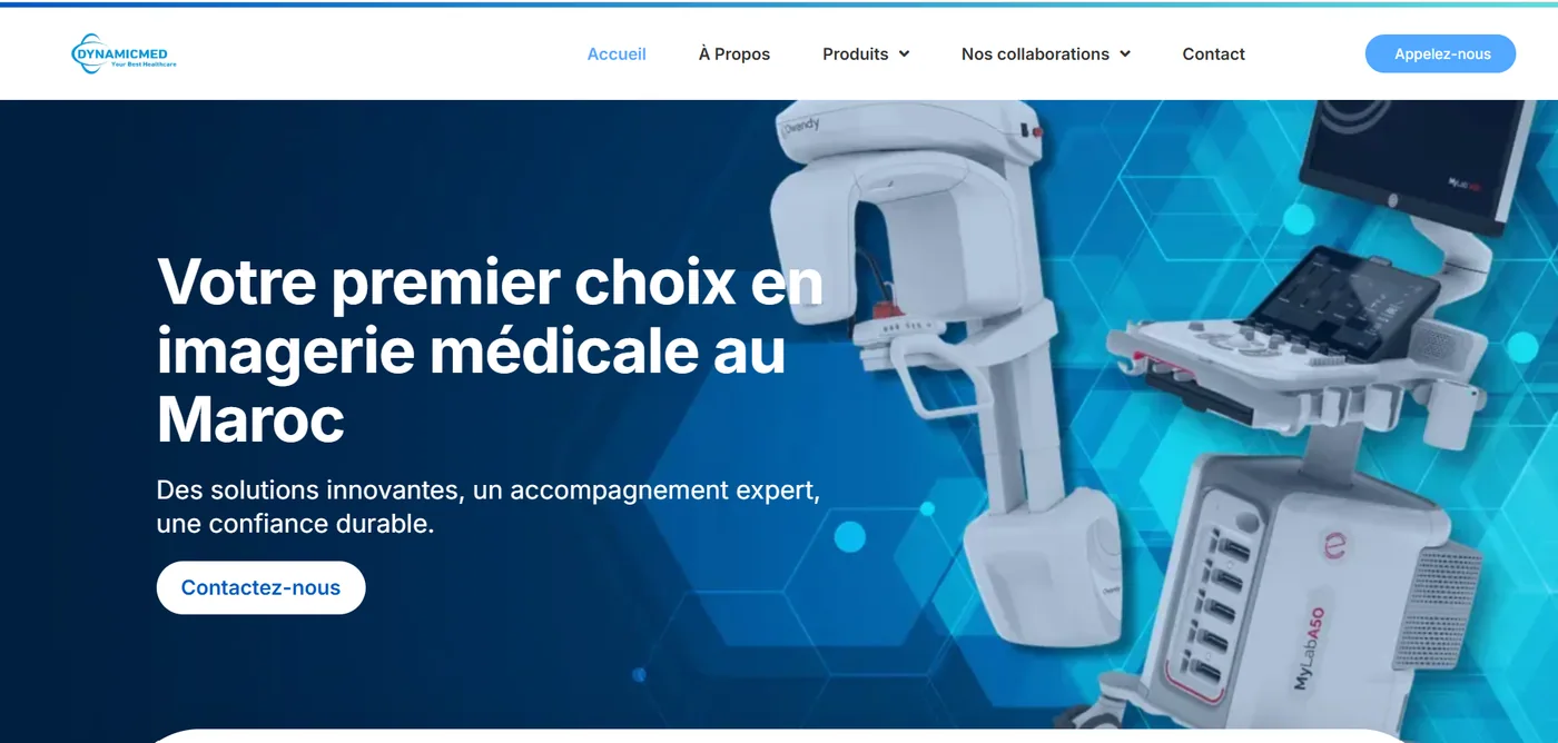 Capture réelle de la page d’accueil du site DynamicMed